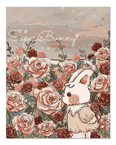 Peinture par numéros débutants pour décorer un salon avec le grand lapin rose