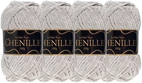 JubileeYarn Chenille Yarn - Worsted Weight - 100g/skein (2 Skeins, 199 Obsidian)