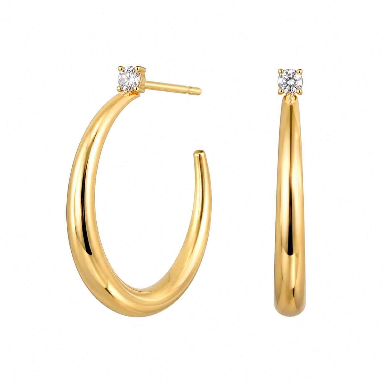 Gold Chunky Hoop Earrings for Women, Large Statement Hoop Earrings, Polished Oval Hoops, Minimalist Fashion Jewelry for Daily Wear Party