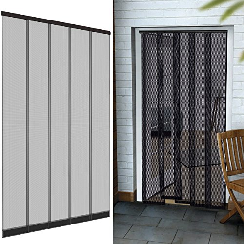 PROHEIM Mosquitera con Cortinas en Forma de lámina para Puertas 125 x 240 cm en Antracita - Cortinas de poliéster con Pesos cosidos en la Parte Inferior Cover