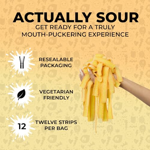 Sour Strips Sour Candy Belts, Mango, Resealable Candy Bags, 3.4 Ounce (Pack of 3)