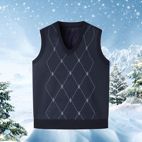 Men's Sleeveless Sweater Vest Casual V Neck Knitted Pullover Sweaters Warm Fleece Winter Soft Lightweight Sweater Top2
