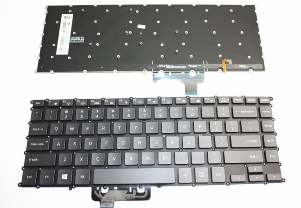 ndliuleiBlack English Backlit Keyboard (Without Palmrest) for Samsung 940X5N/940X5M NP940X5N/NP940X5M (Light Backlight)