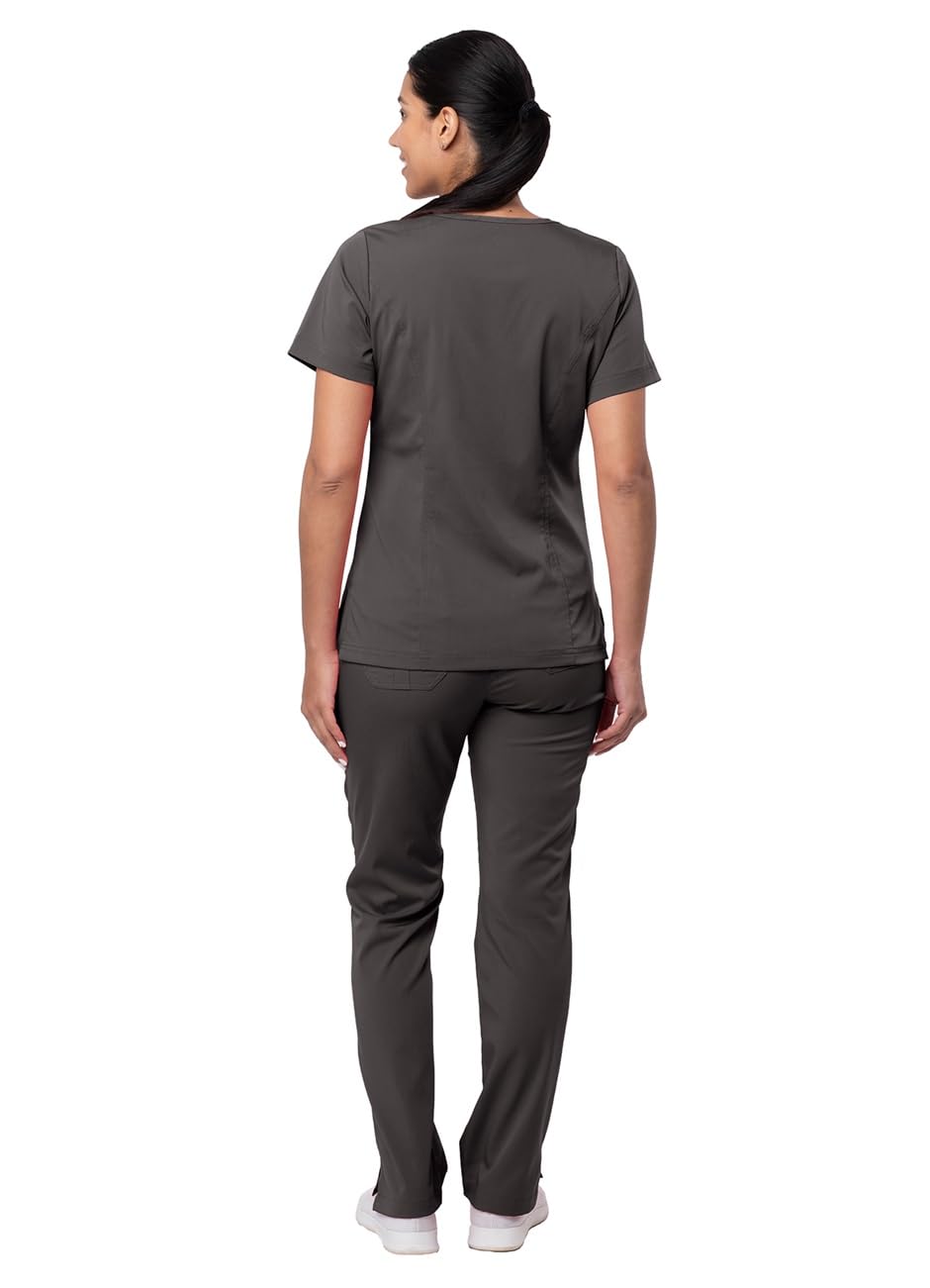 Adar Uniforms Uniforme Medico Donna - Top con Scollo a V/Pantaloni Multi-Tasca - 4400 - Pewter - XS