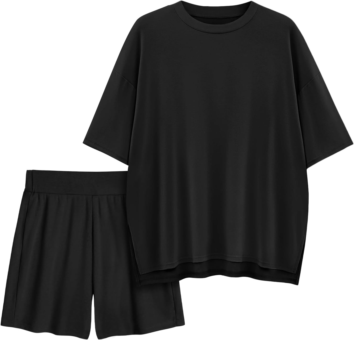 AmazingStar Womens 2 Piece Lounge Sets 2026 Summer Travel Outfits Casual Short Sleeve Oversized Tshirts Tops Biker Shorts