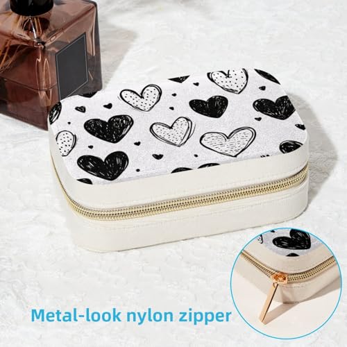 Boîte à bijoux portable noire de rangement pour boucles d'oreilles et bagues - 7
