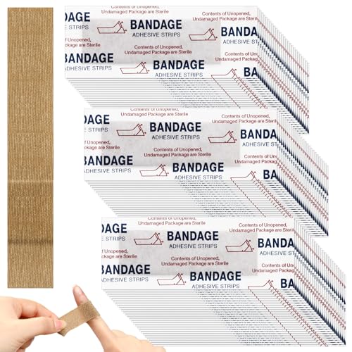 Geiserailie 360 Pcs Extra Long Flexible Fabric Bandages 4.72 x 0.79 Inch Adhesive Strip Bandages Non Latex Finger Bandages for Oversized Hands and Feet Construction Workers Carpenters
