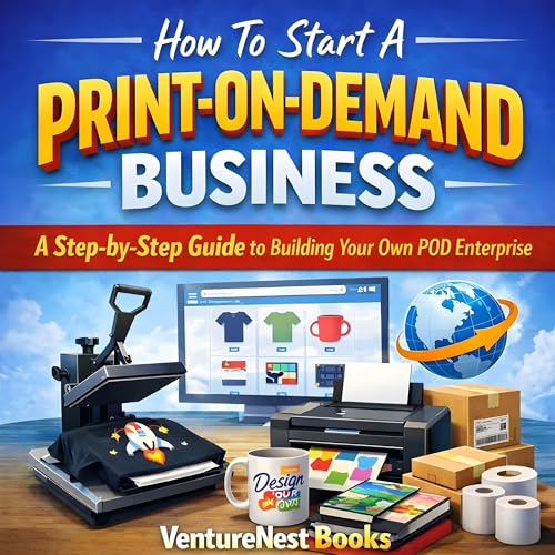 How to Start a Print-on-Demand Business Audiolibro Por VentureNest Books arte de portada