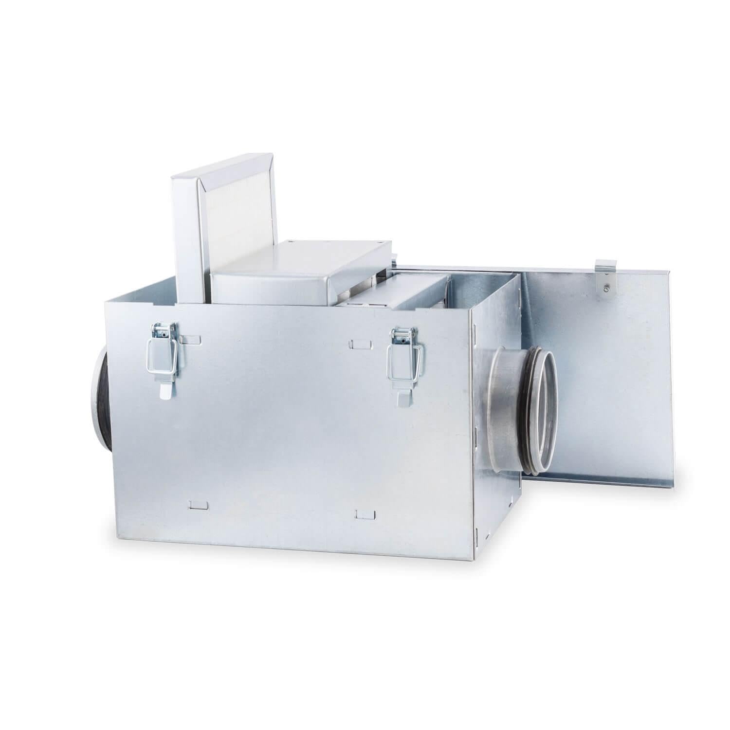 Caja Portafiltros de Acero Galvanizado para Filtros de Panel - ø200mm - 240x245 mm / F7 + F9 + Carbón activo