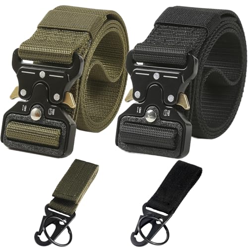vcsjw 2er Taktischer Gürtel,Gürtel Herren Arbeitsgürtel,Tactical Belt,Strapazierfähiges Nylon Gürtel Für Herren,Militär Gürtel Mit Schnellverschluss Metallschnalle,Für Outdoor,Militär, Arbeit,Jagen