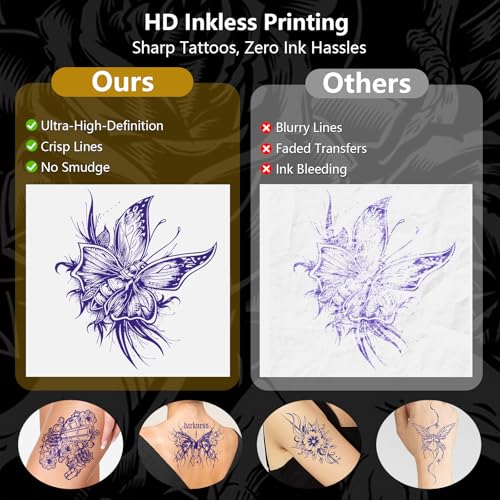 Image of Bagana Tattoo Stencil Printer, 2-in-1 Wireless Bluetooth Thermal Printer for Tattoo Stencils & Documents, Portable Temporary Tattoo Transfer Machine Kit for Tattoo Artist & Beginner, White