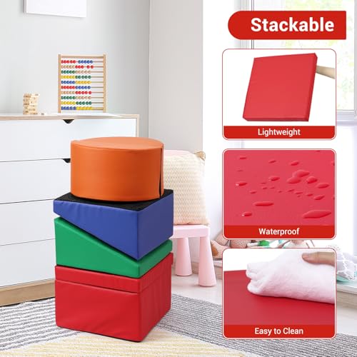 Image of GarveeLife Foam Climbing Blocks for Toddlers, Waterproof Toddler Climbing Toys, Baby Jungle Gym Indoor Lightweight, Easy to Clean Foam Play Gym 5PCS