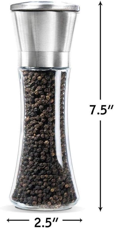 Image of Marve Premium Stainless Steel Salt and Pepper Grinder - Salt and Pepper Shakers - Pepper and Salt Mill with Ceramic Blades and Adjustable Coarseness Set (Small Pepper 1 PCs) (Big Pepper Mill 1 Pcs)