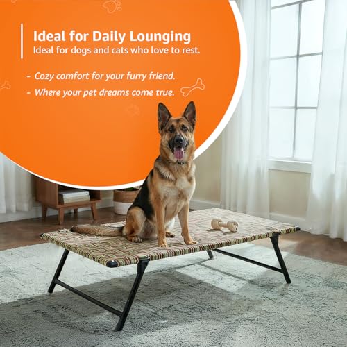 Image of Amazon Basics Leg Fold Dog Pet Bed | Durable Nylon Niwar | 42 x 36 x 12 Inch | Multi-Color
