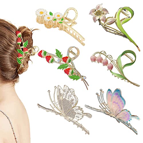 6 Pcs Hair Claw Clips for Women, Large Strong Metal...