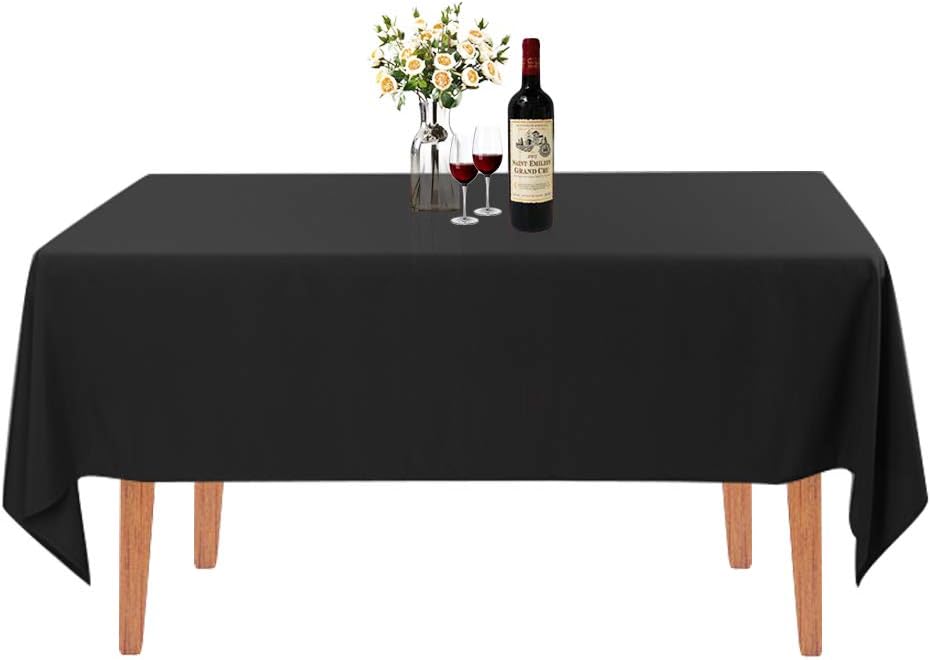 Rectangle Tablecloth - 60 x 102 Inch - Black Rectangular Table Cloth for 6 Foot Table in Washable Polyester - Great for Wedding, Restaurant, Party, Banquet Decoration Black 102" x 60" (Rectangular)