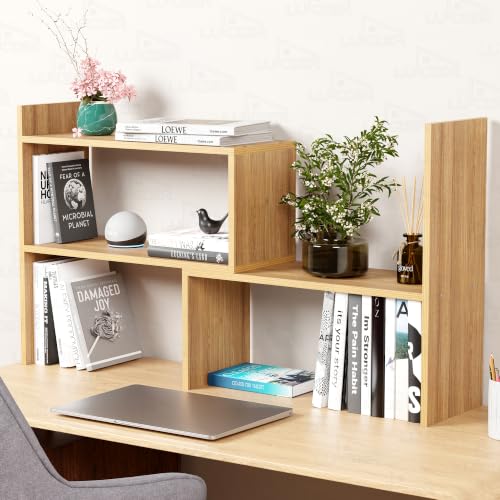 Image of Lukzer MR-011 Oak Light Adjustable 5-Tier Bookshelf | Multi-Functional Storage Rack for Living Room, Bedroom, Home, Office & Kitchen|Engineered Wood Bookcase|121x61x24cm|DIY Bookshelves|Made in India
