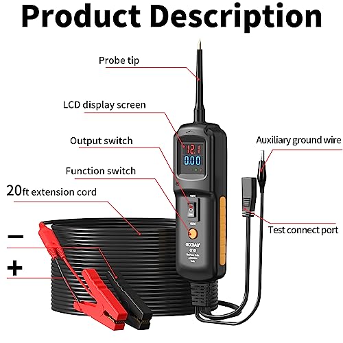 Image of Multifunctional Power Circuit Probe Tester DC Voltage 12V to 40V, 20FT Extension Wire, Grounding Testing, Component Activation, Short Circuit Positioning, Continuity Testing