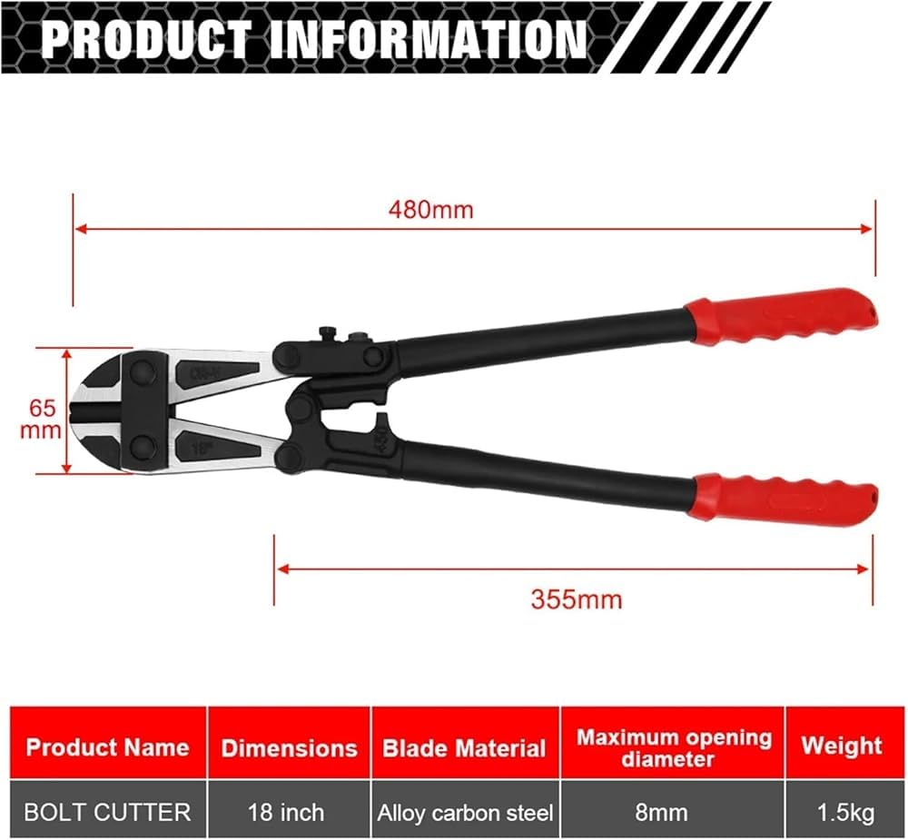 Cortador de alambre de 45,72 cm resistente para cortar cadenas de alambre de acero, cerraduras de cable, herramientas manuales