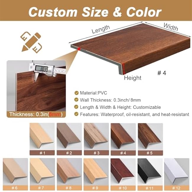 Imitation Wood-Look Pantry Shelf Liner, Customizable Kitchen Wire Rack for Waterproof & Oil-Resistant, Adjustable Closet Decoration Shelves Covering Toppers(40x12x3inch/102x31x8cm)