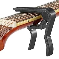 [Professional capo]The guitar capo is 3.2×3.1inch/82×78mm in dimension,specially designed for 6-string instrucments like acoustic guitar,electric guitar, bass, ukulele and banjo [One-Handed use]Based on the leverage princple to made,with labor saving...