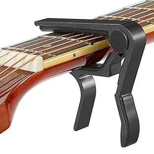 [Professional capo]The guitar capo is 3.2×3.1inch/82×78mm in dimension,specially designed for 6-string instrucments like acoustic guitar,electric guitar, bass, ukulele and banjo [One-Handed use]Based on the leverage princple to made,with labor saving...