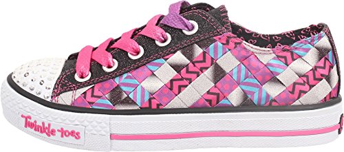 Skechers Girls Twinkle Toes Shuffles Jumpstarts,Black/Hot Pink,US 1.5 M3
