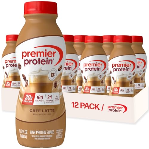Premier Protein +Energy 30g High Protein Shake, Café Latte, 12 Pack |…
