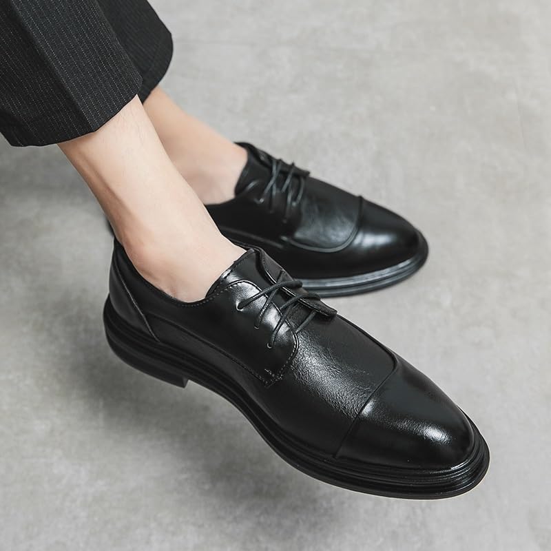 Men's Comfortable Tuxedo Shoes Men Retro Comfortable Business Formal Derby Shoes Mens Sneaker Low Top Lace Up Pointed Toe Casual Oxford Shoes3
