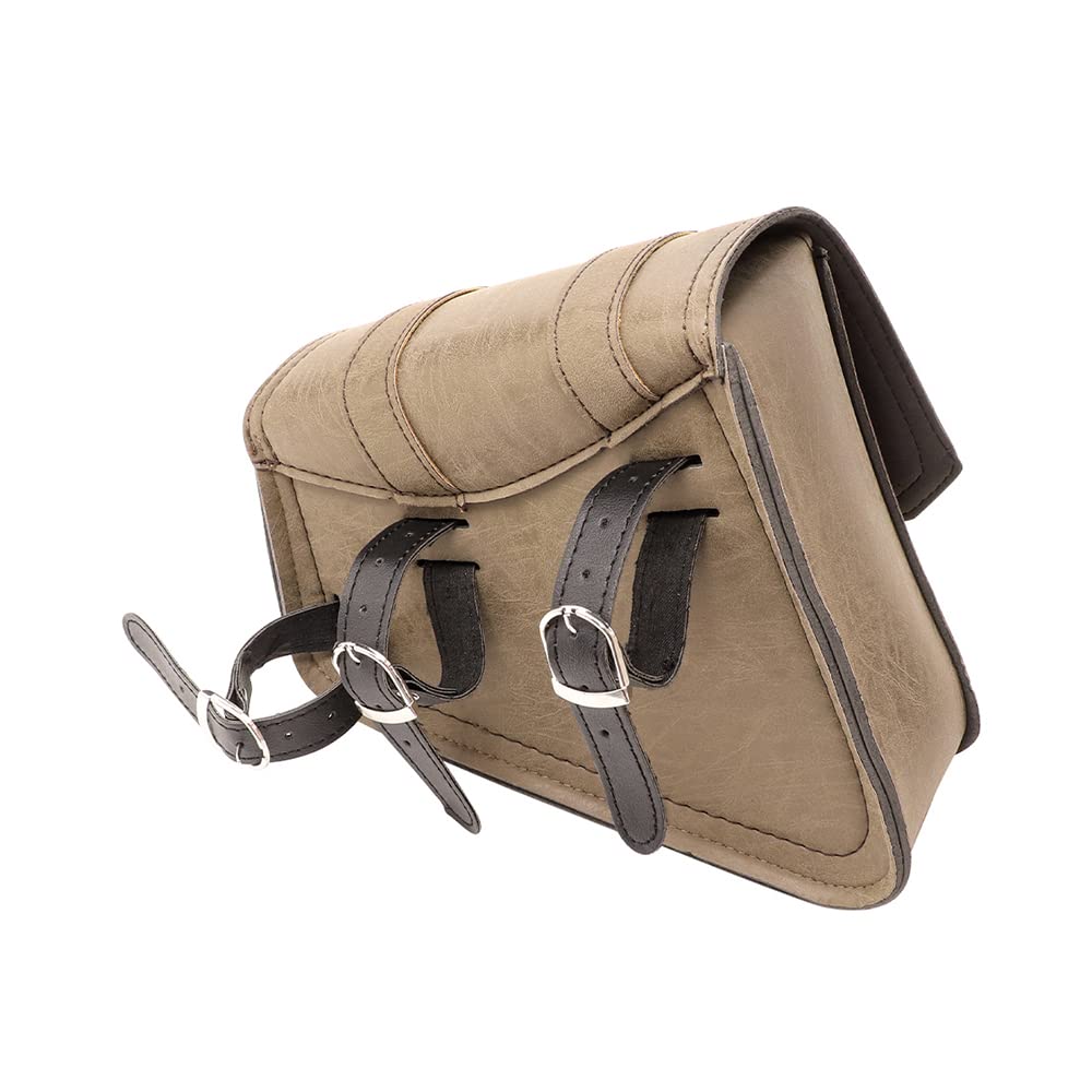 Sacoche de Selle de Moto en Cuir PU Universal Motos Sacs à Outils Kaki