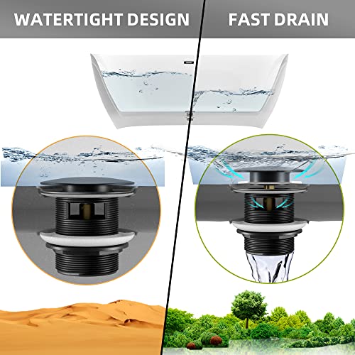 Exakey Tub Drain Black With Removable Pop-Up Freestanding Bathtub Drain Stopper,Upgraded Free Standing Tub Drain Anti-Rust And Watertight Matte Black #TOP6