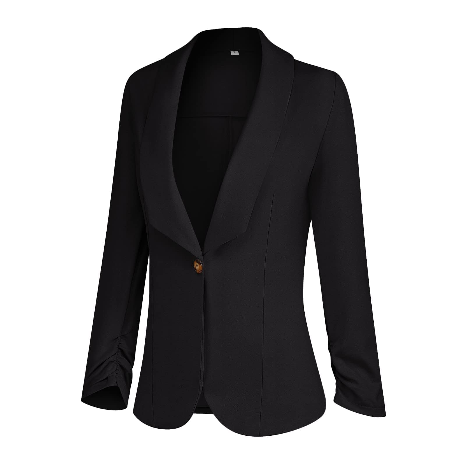 PrinStory Blazer damski 3/4, marszczone rękawy, marynarka biznesowa, do biura, marynarka sportowa, trencz
