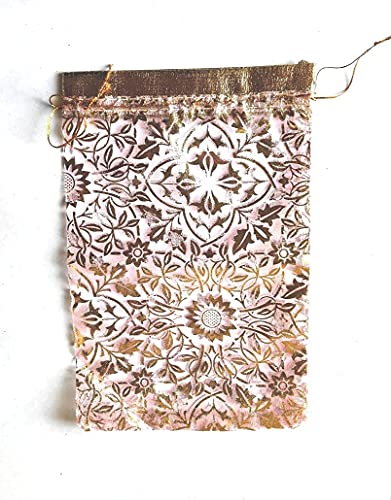Image of Net Fabric Drawstring Pouch for Dry Fruits Packing, Organza Shagun Potli, Bags for Return Gifts Pack, Pouches For Jewellery (Pack of 20, 16 CM x 13 CM, Gold)