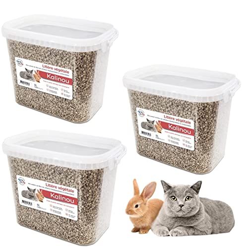 Litière pour Chat 100% Végétale, Lot de 3 x 8 litres | Compostable Ecologique Certifiée | sans poussière - Kalinou Cover