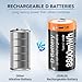 RRUHHK (8800mWh) Rechargeable D Batteries, New Upgrade High Capacity Lithium D Cell Battery Replacement for Floodlight, Electronic Toys etc, with 2 in 1 USB-C Cable- 4 Packs