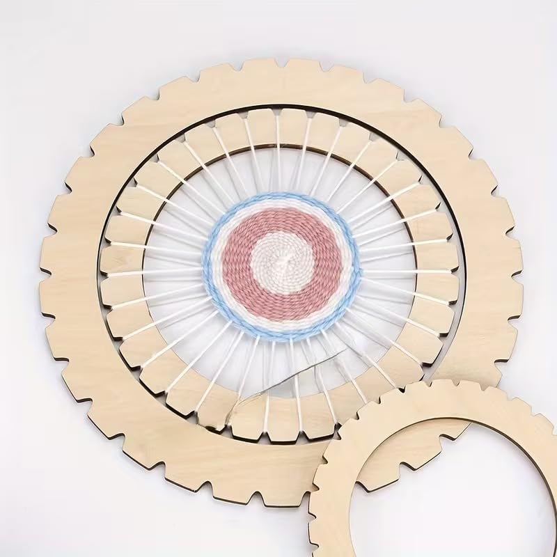 Curious Button Set of 4 Wooden Round Knitting Looms | MDF Crochet & Weaving Rings for DIY Crafts, Blanket Making & Yarn Projects 2