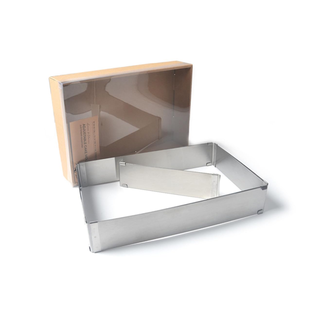 VANZACK Verstellbarer Edelstahl Tortenring Backform Quadratisch Einstellbar Für Mousse Kuchen DIY Backen Hitzebeständig Korrosionsbeständig Leicht Zu Reinigen