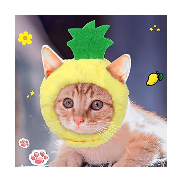 3 pieces cat hats cat halloween costume banana pineapple red fruit shaped hat soft cap adjustable accessories breathable headwear for cat kitten puppy pet festival birthday theme party photo prop - image 6