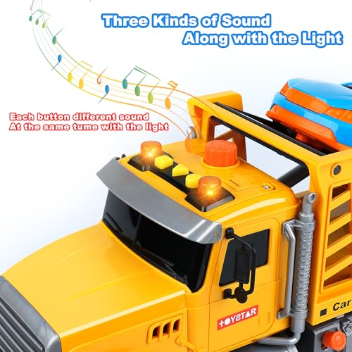 Image of Dwi Dowellin Toy Truck Transport Cars Carrier with Racing Car for Kids Toddlers,Birthday Gifts for Boy Toddler Child 3 4 5 6 Years Old