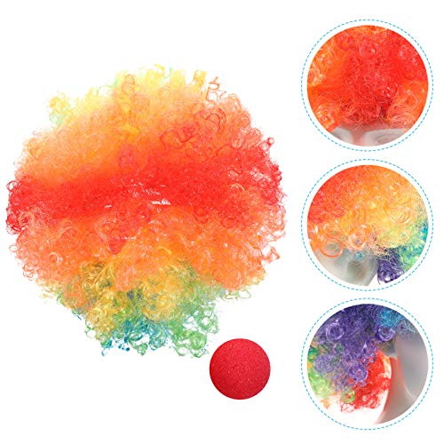 ABOOFAN Peruca de Palhaço Com Nariz Encaracolado Peruca Afro Perucas Coloridas Malucas para Carnaval