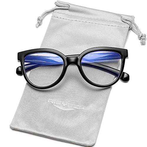 Kids Blue Light Blocking Glasses Rubber Flexible Frame Computer Glasses Anti Eye Strain, for Children Age 2-8 (Black)