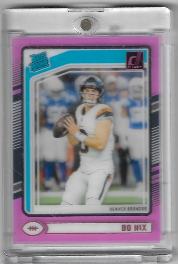 Bo Nix Pink Parallel Prizm Rated Rookie Card Collectible Football Card - 2024 Clearly Donruss Football Card #56 (Broncos)