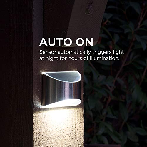 Home Zone Security Solar Wall Lights - Decorative Outdoor Solar Fence Post And Step Lights, Weatherproof With No Wiring Required, Stainless Steel (4-Pack) #TOP3