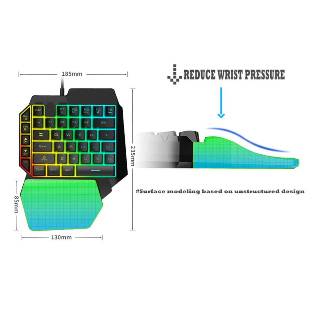 Gadpiparty Tastiera da Gioco Retroilluminata con Mouse, Set per Videogiochi per Ragazzo Ragazza e Intrattenimento Domestico, Design Compatto con Funzionamento Preciso e Facile Installazione