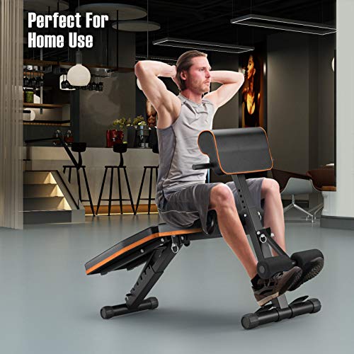 PERLECARE Adjustable Weight Bench for Full Body Workout - All-in-One Durable Exercise Bench Holds up to 772 lbs, Foldable Flat/Incline/Decline Workout Bench with Two Exercise Bands for Home Gym