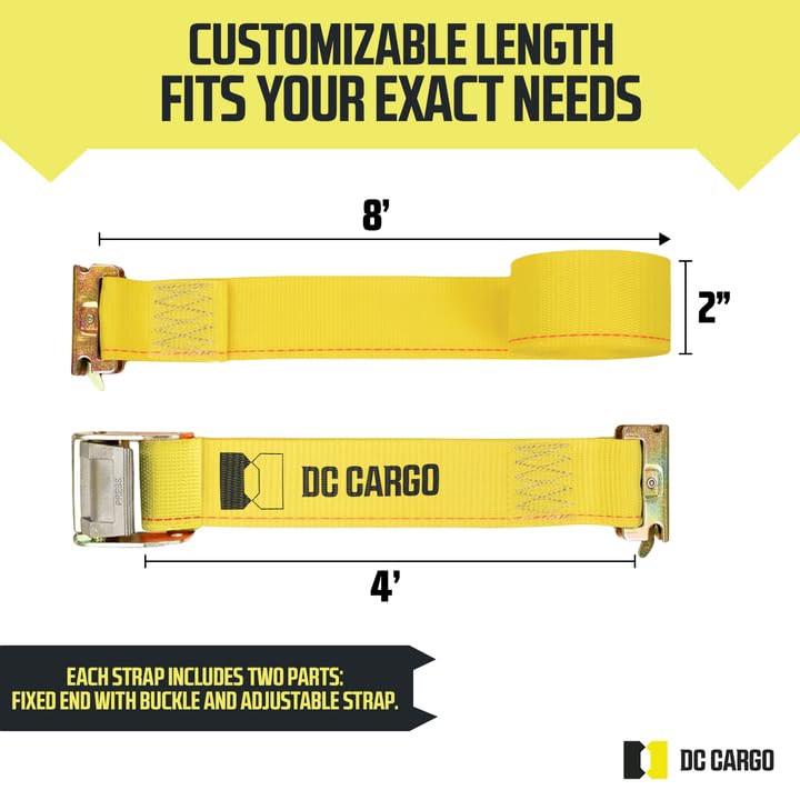 E-Track Cam Buckle Straps 20-Pack 2"x12 Ft – Yellow view 2
