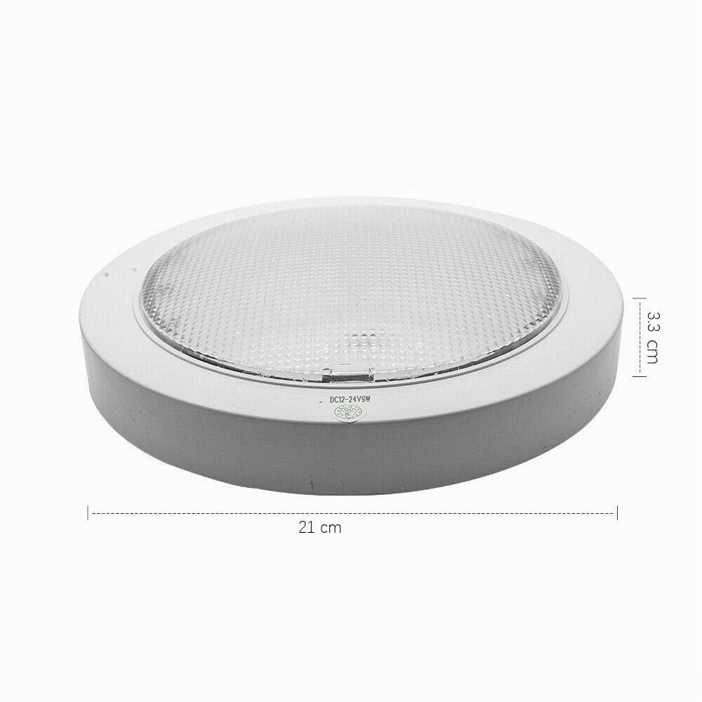 READY Plafonnier LED 12 V-24 V avec interrupteur marche/arrêt pour caravane/camping-car/remorque/bateau, Montage en surface