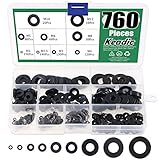 Keadic 760Pcs Flat Washers Assortment Kit Black Zinc Plated Alloy Steel, 9 Sizes - M2 M2.5 M3 M4 M5 M6 M8 M10 M12