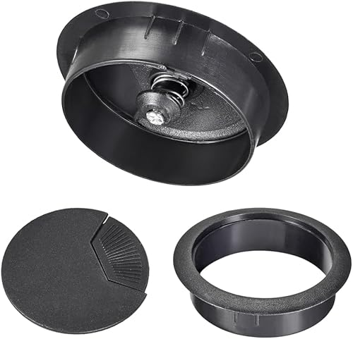 Miniatura 3 de uxcell Cubierta de agujero para cable, cable de plástico de 2 pulgadas, ojales para oficina, PC, organizador de cables, 5 unidades, color negro