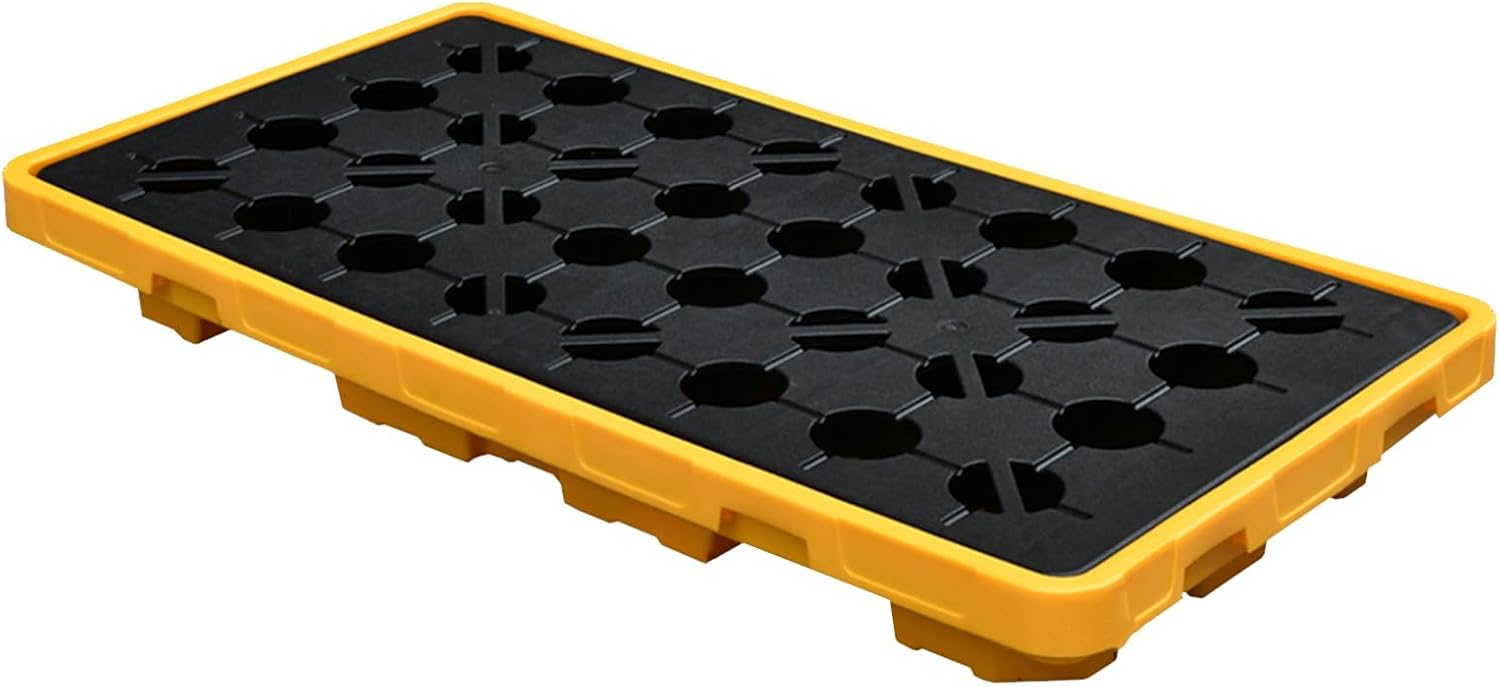 Yellow and Black Polyethylene Spill Containment Tray, Oil Spill Platform for Outdoor Warehouses, Leakproof Modular Pallet, Anti-Spill Stack Paint Bucket Tray (Size:)